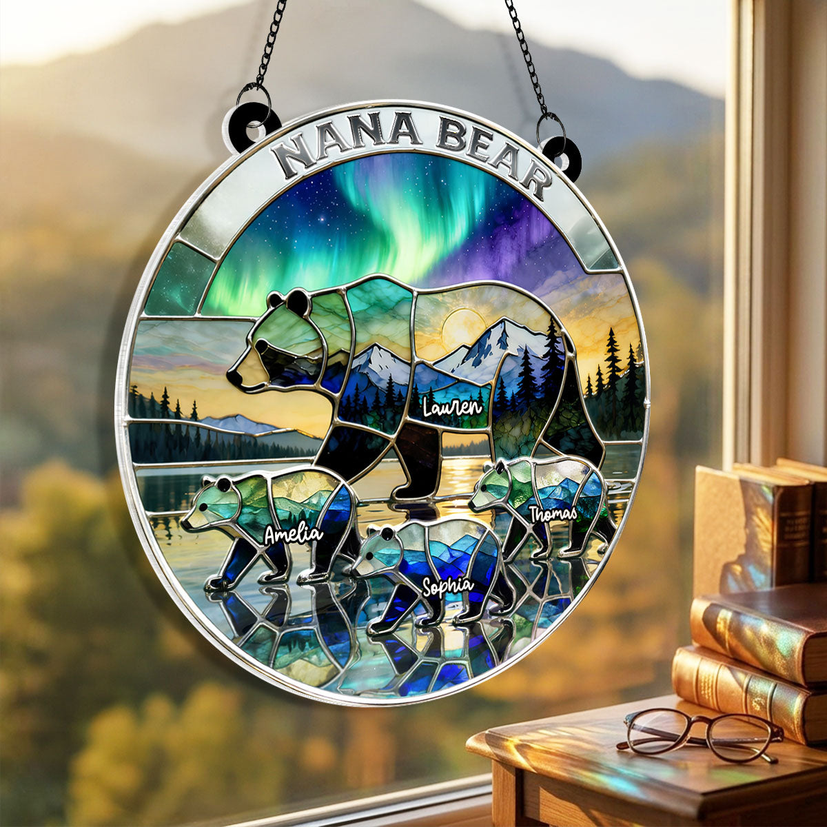 Mama Bear - Personalized Acrylic Window Hanging - Heartfelt Mother's Day Gift for Mom, Wife