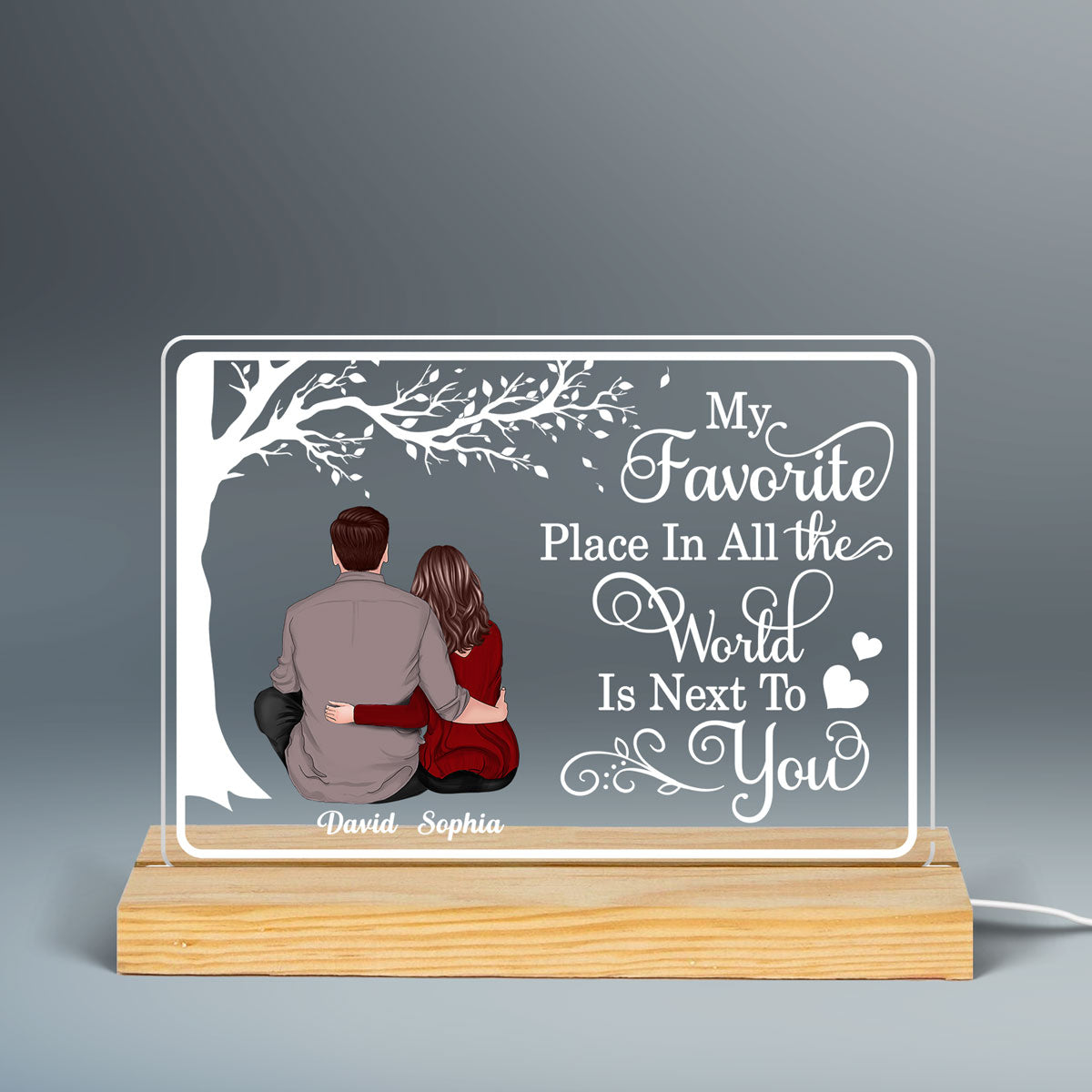 My Favorite Place Sitting Couple Personalized Custom Shape LED Night Light LED Lamp