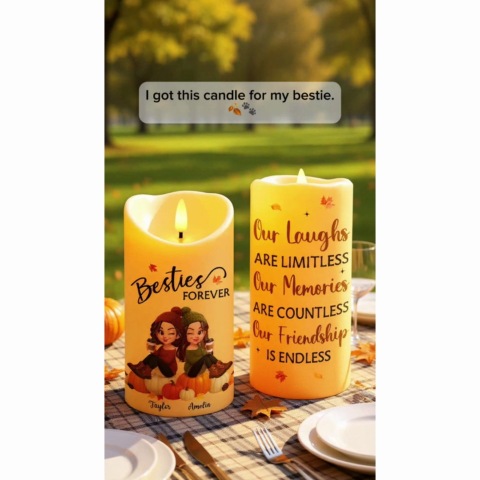 Fall Season Besties Cozy Vibe Our Friendship Is Endless Personalized LED Candle, Gift For Best Friends