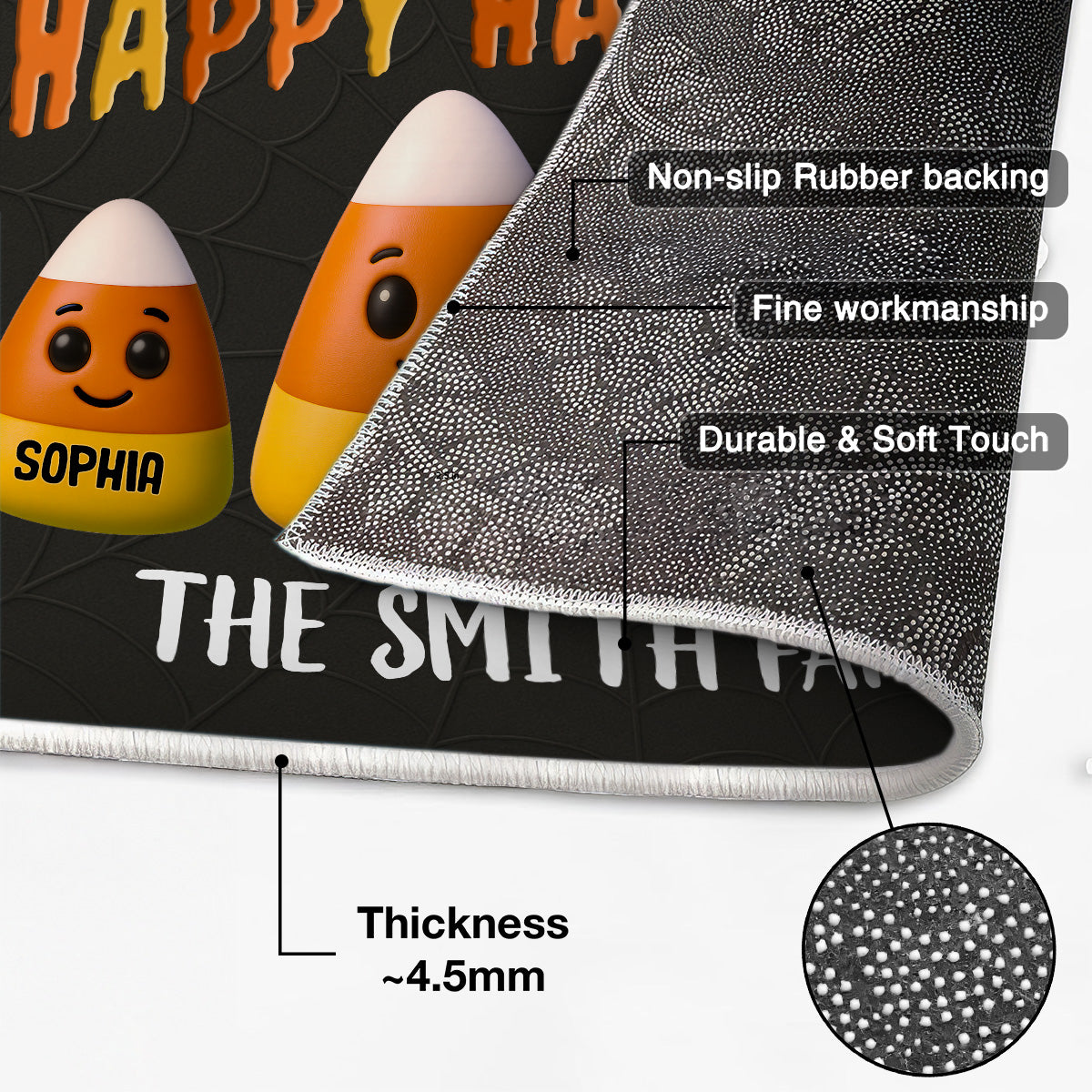 3D Effect Halloween Cute Funny Candy Family Personalized Doormat