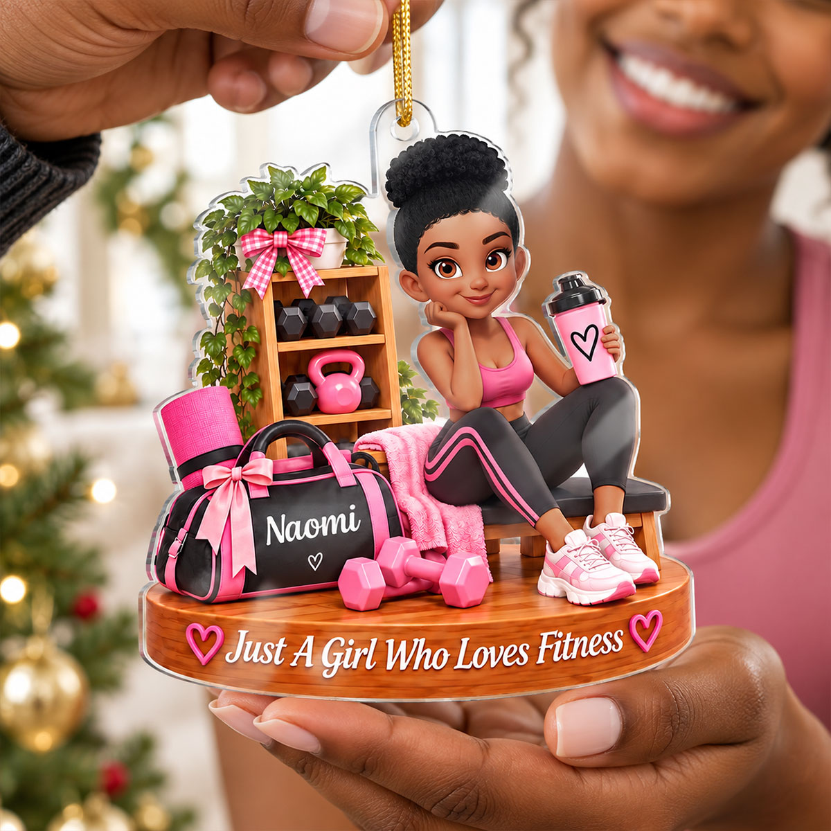 Just a Girl Who Loves Fitness - Personalized Acrylic Ornament - Christmas Gift for Daughter, Wife, Best Friends
