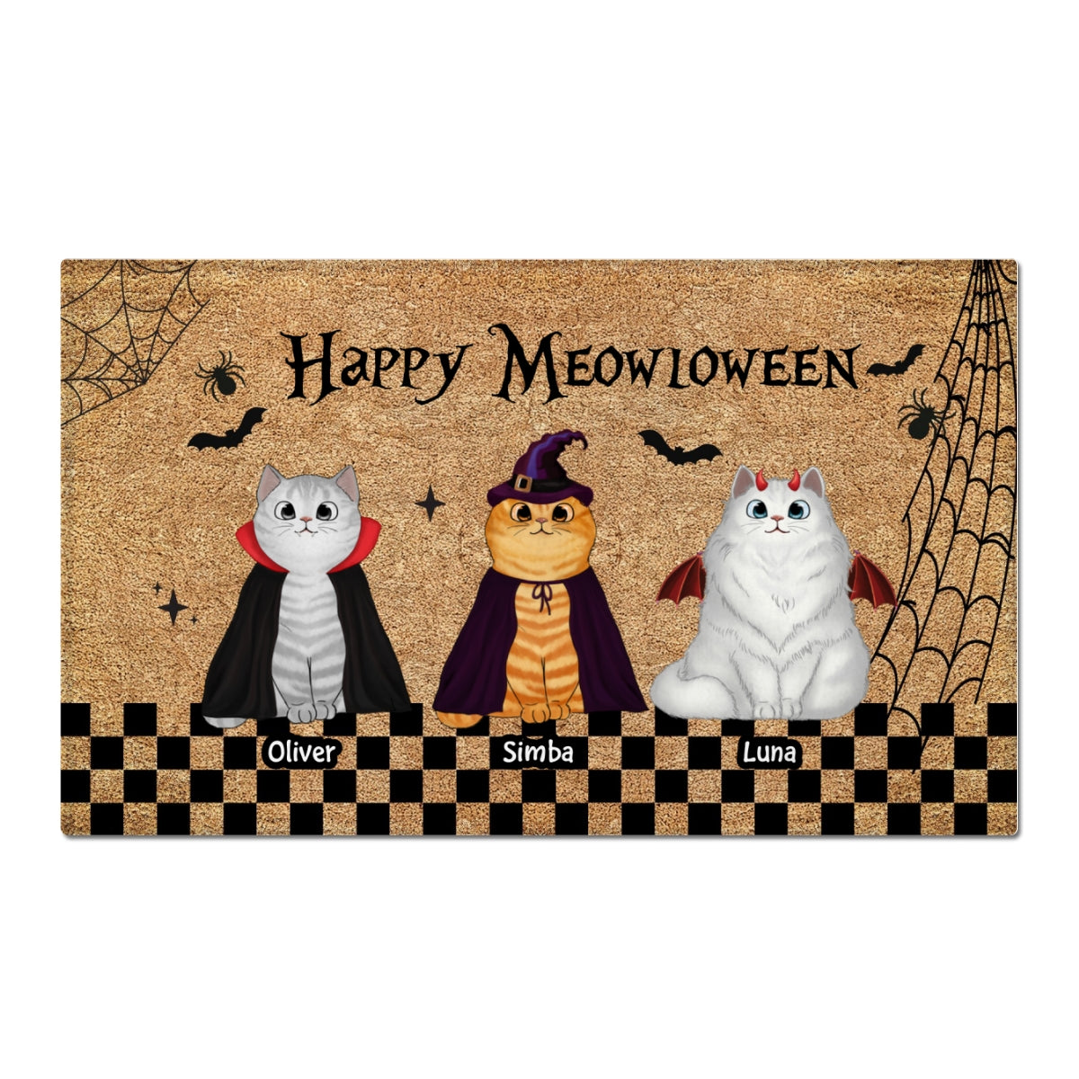 Spooky Season Happy Meowloween Spooky Cats Personalized Doormat, Halloween Decor