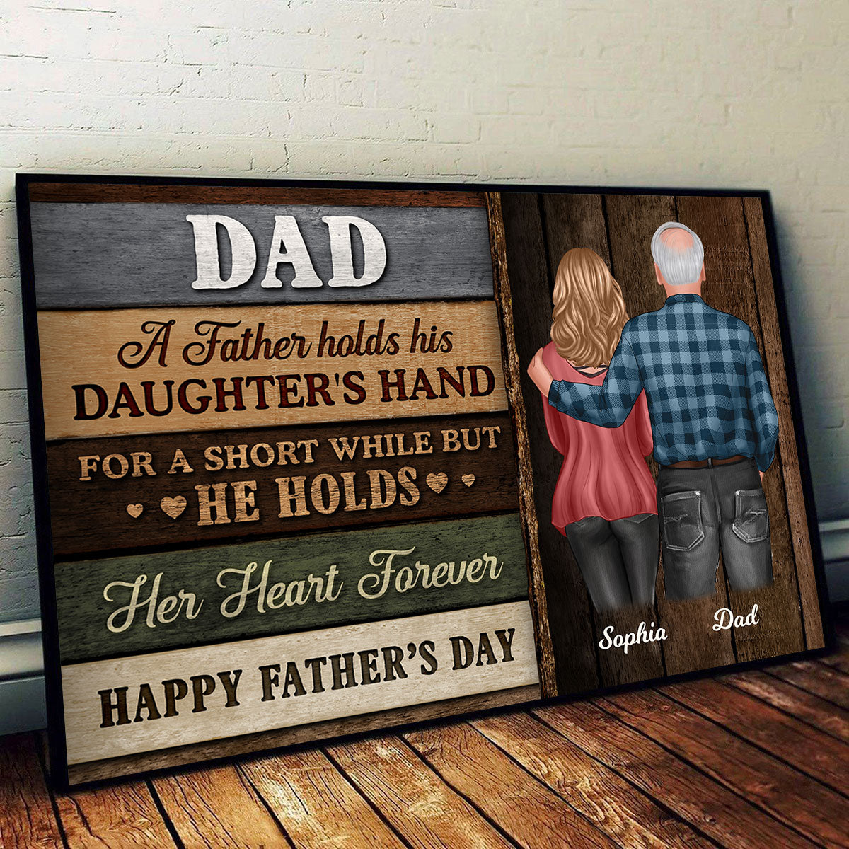 Colored Wood Pallets Texture To Dad From Daughter Son Personalized Poster| Heartfelt Father's Day Gift For Dad