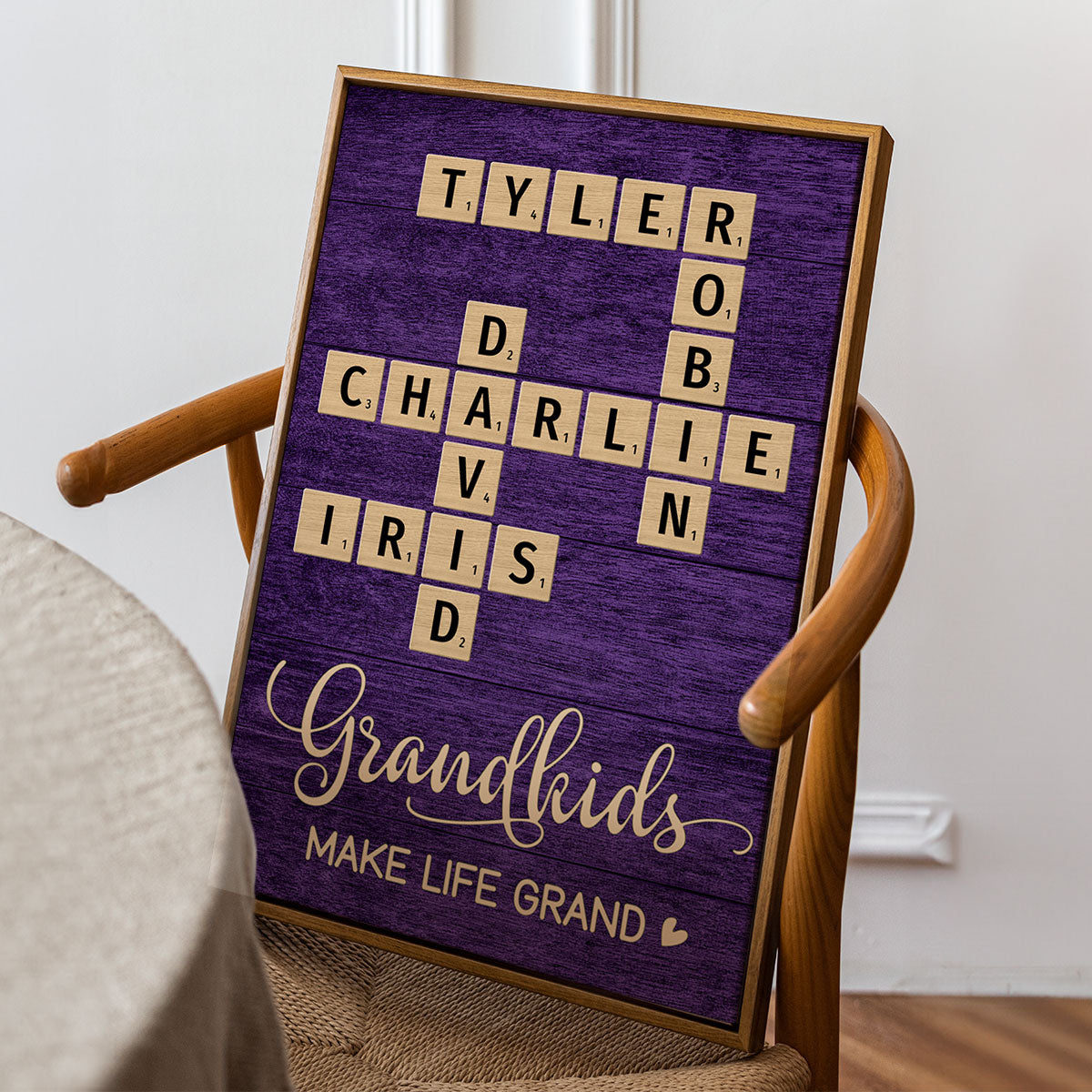Grandkids Make Life Grand Heart Crossword Puzzle Art Personalized Poster