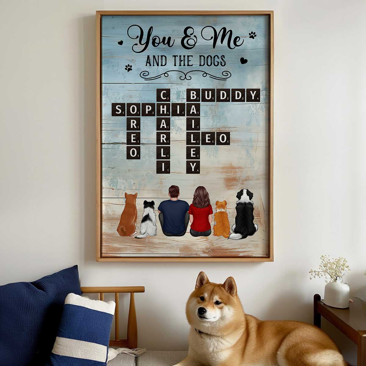 Home Filled With Love & Dog Hair Back View Couple & Dogs Personalized Poster