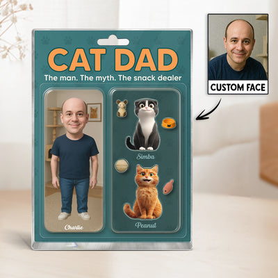 Cat Dad Photo Upload Custom Figure Personalized Acrylic Block Plaque,  Gift for Cat Lover