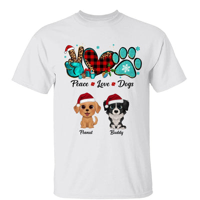 Peace Love Dogs Watercolor Cute Dogs Christmas Pattern Personalized Shirt