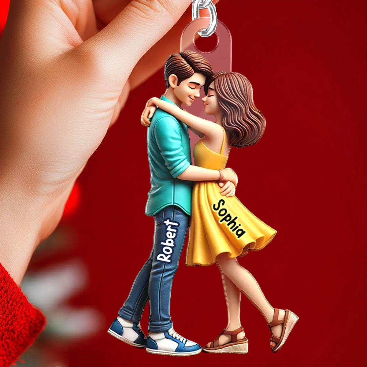 3D Effect Couple Hugging Personalized Acrylic Keychain, Heartfelt  Gift For Couple, For Him, For Her, Boyfriend, Girlfriend, Husband, Wife