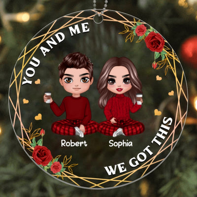 Doll Couple Christmas Floral Personalized Acrylic Ornament
