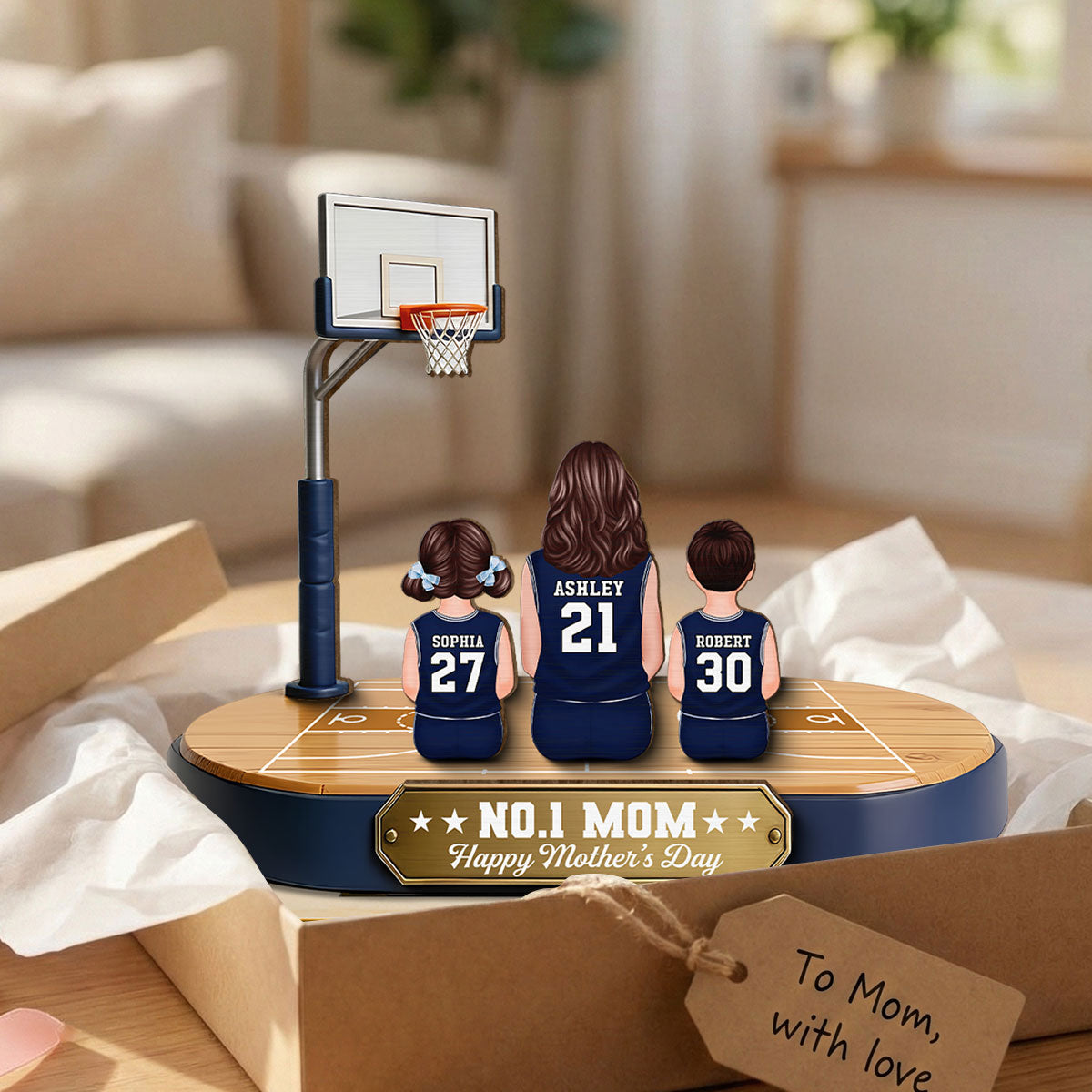 Mommy's Basketball Dream Team - Personalized 2-Layered Wooden Plaque - Father's Day Gift For Basketball Mom