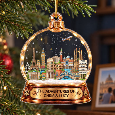 The Places You've Been Landmarks Snow Globe 2D Flat Printed - Personalized Acrylic Ornament - Traveling Destination Keepsake, Christmas Gift For Traveling Lovers