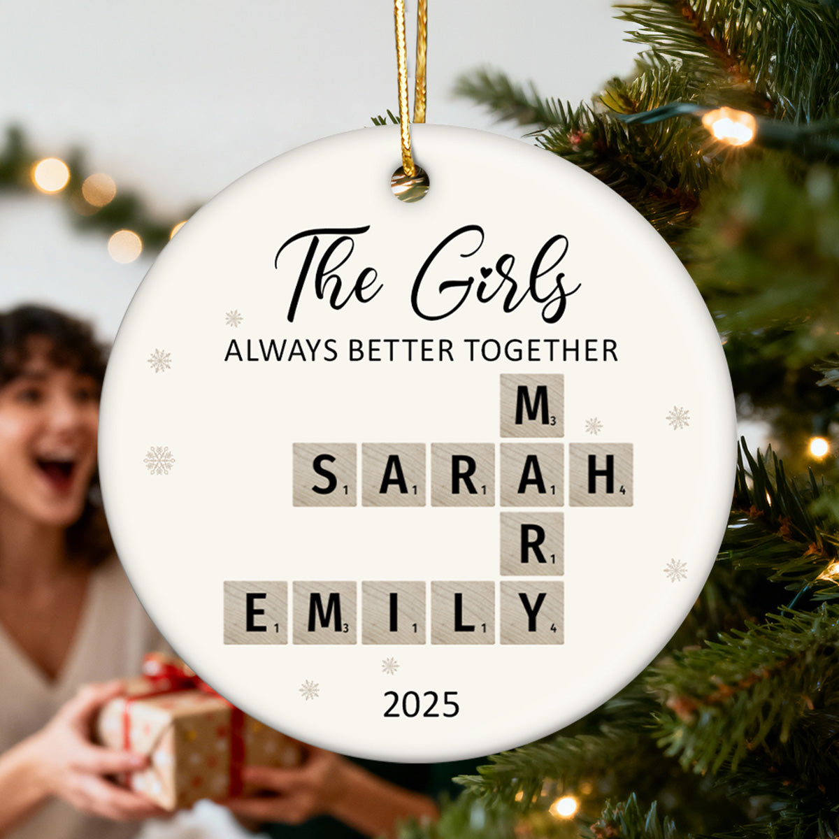 The Girls Always Better Together Crossword Puzzle Art - Personalized Ceramic Ornament - Christmas Gift For Besties