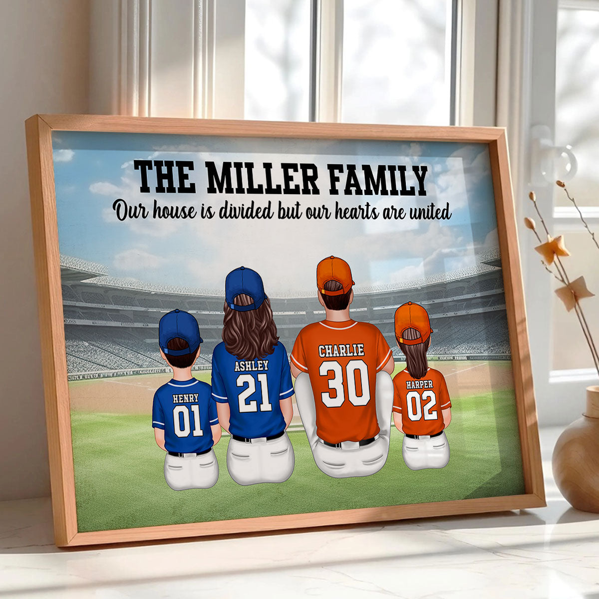 Home Sweet Rivalry House Divided Hearts United Baseball Family Decor Personalized Poster