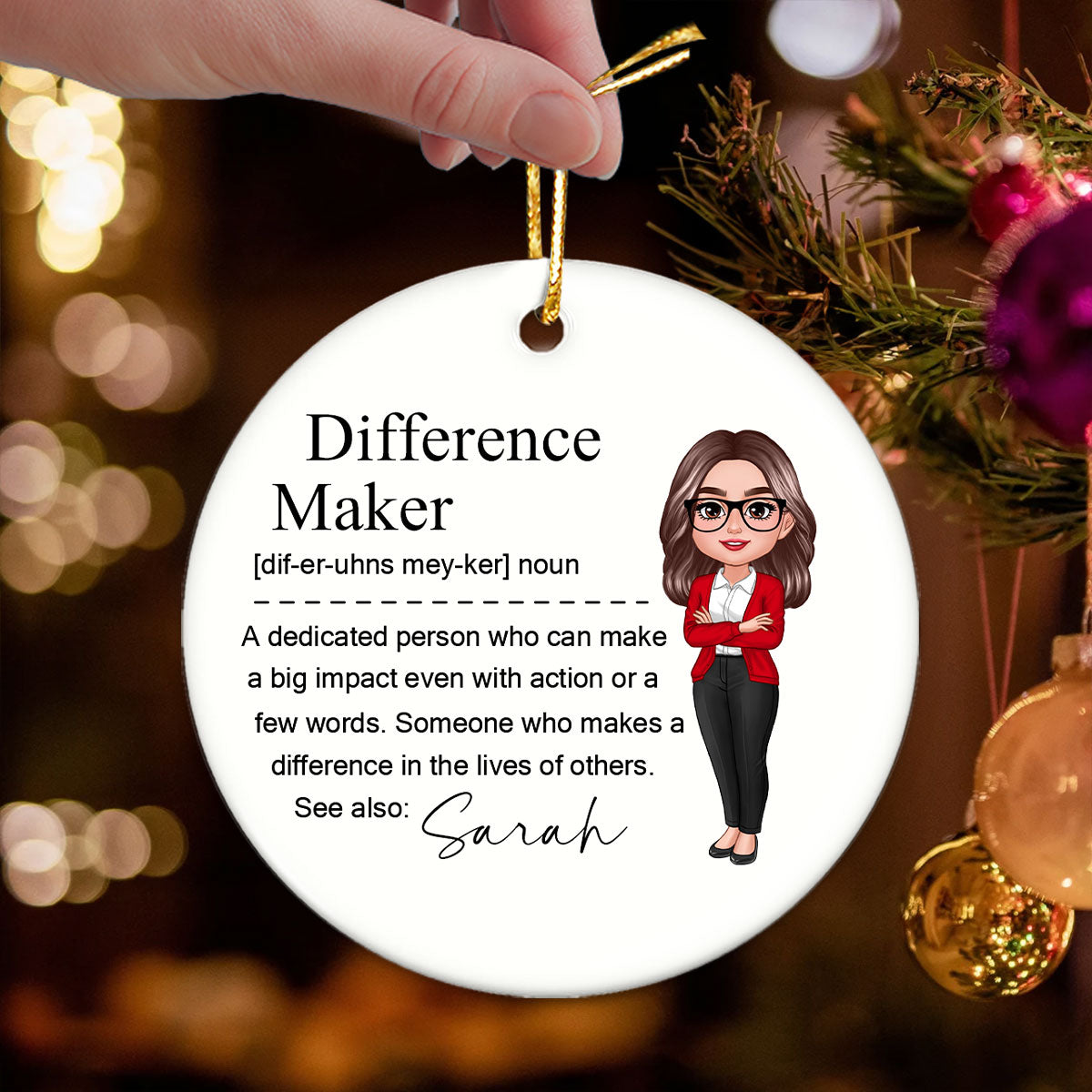 Difference Maker Personalized Ceramic Ornament, Mentor Appreciation Gift, Leader Gift, Gift for Teacher, Thank You Gift, Leaving Gift
