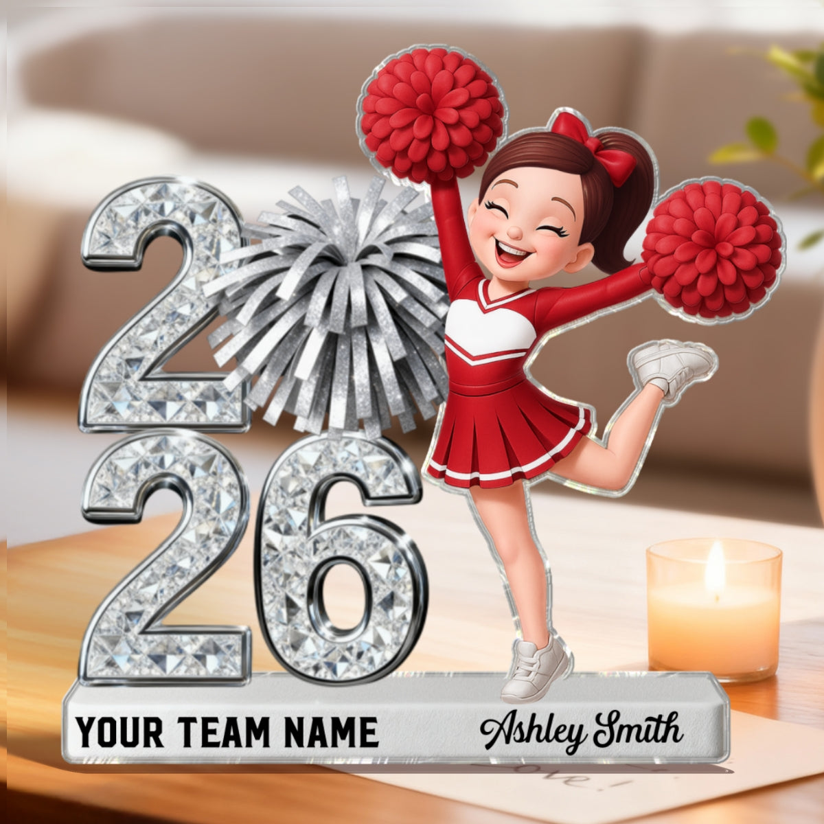 Shiny Effect Class Of 2026 2027 Cheerleader 2D Flat - Personalized Acrylic Block Plaque - Graduation Gift For Graduates, Daughter