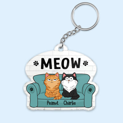 This Is Our Couch Funny Cat Expressions Personalized Acrylic Keychain