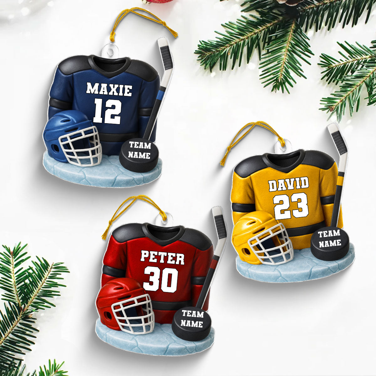 Hockey Kit 3D Effect - Personalized Acrylic Ornament - Christmas Gift For Son, Grandson, Boyfriend