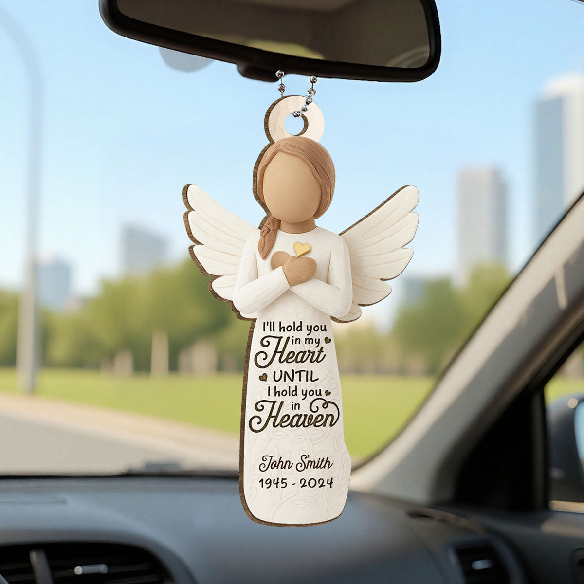 I'll hold You in My Heart until I Hold You in Heaven Personalized 3D Effect Wooden Ornament, Memorial Sympathy Remembrance Gift for Loved Ones