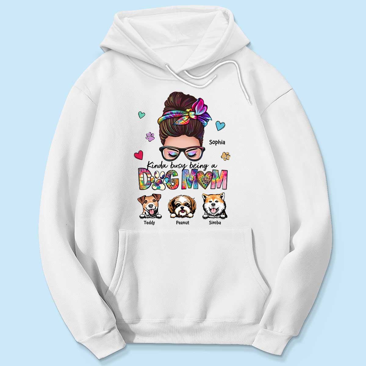 Kinda Busy Being A Dog Mom Messy Bun Personalized Shirt