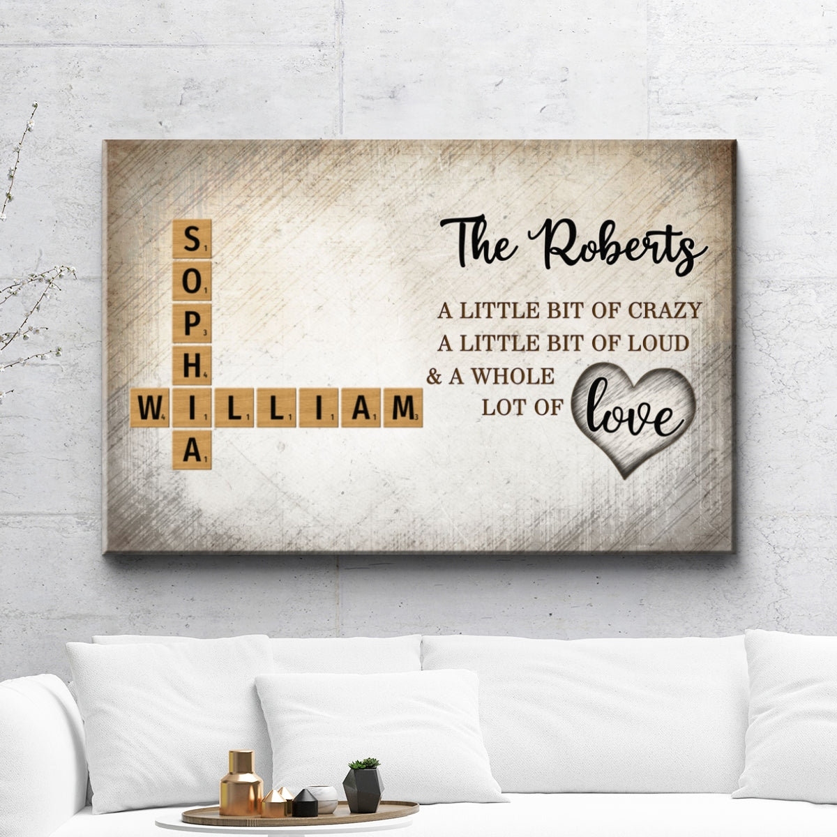 Family Whole Lot Of Love Crossword Puzzle Art - Captured In A Moment, Cherished For A Lifetime Personalized Canvas