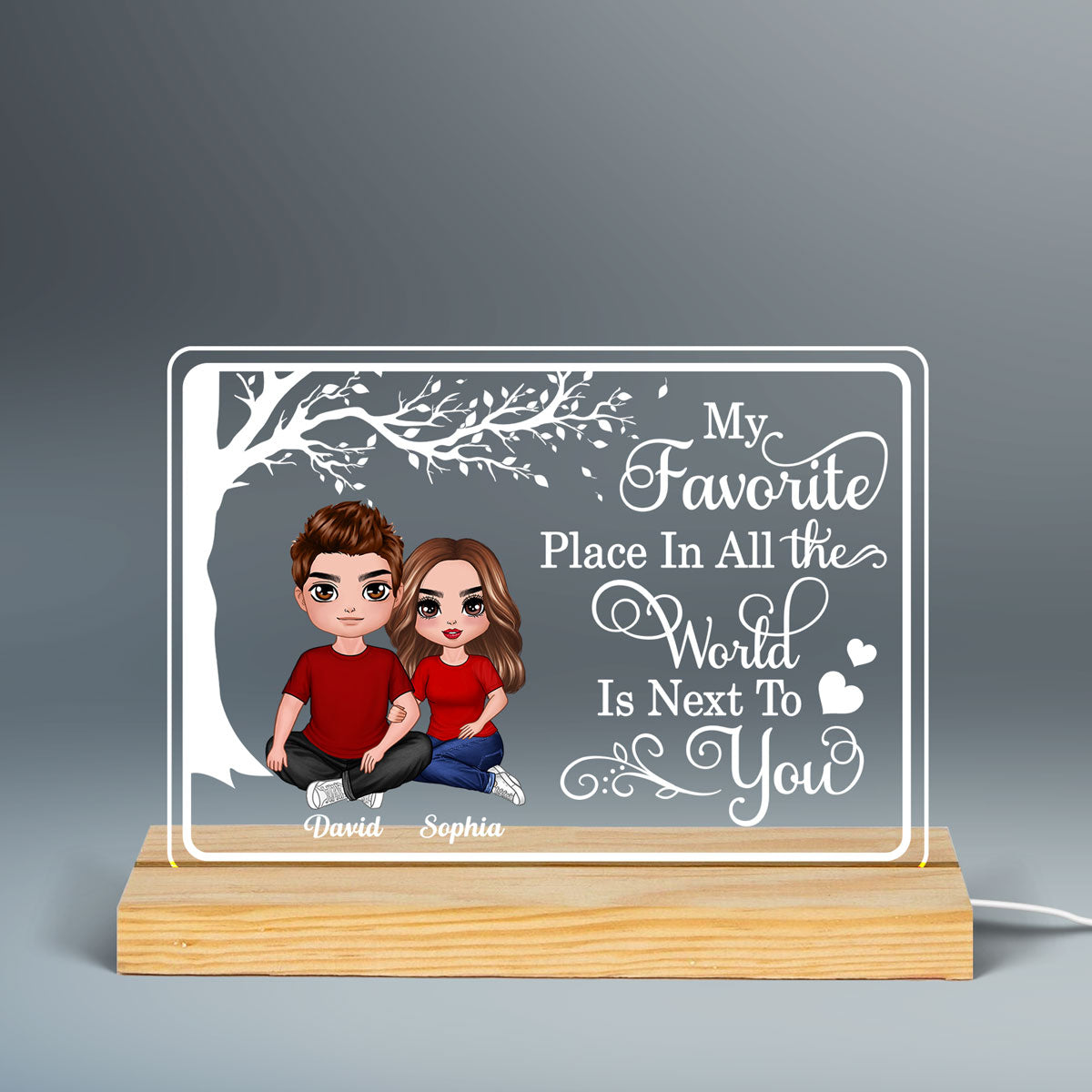 My Favorite Place Embracing Doll Couple Personalized Custom Shape LED Night Light LED Lamp