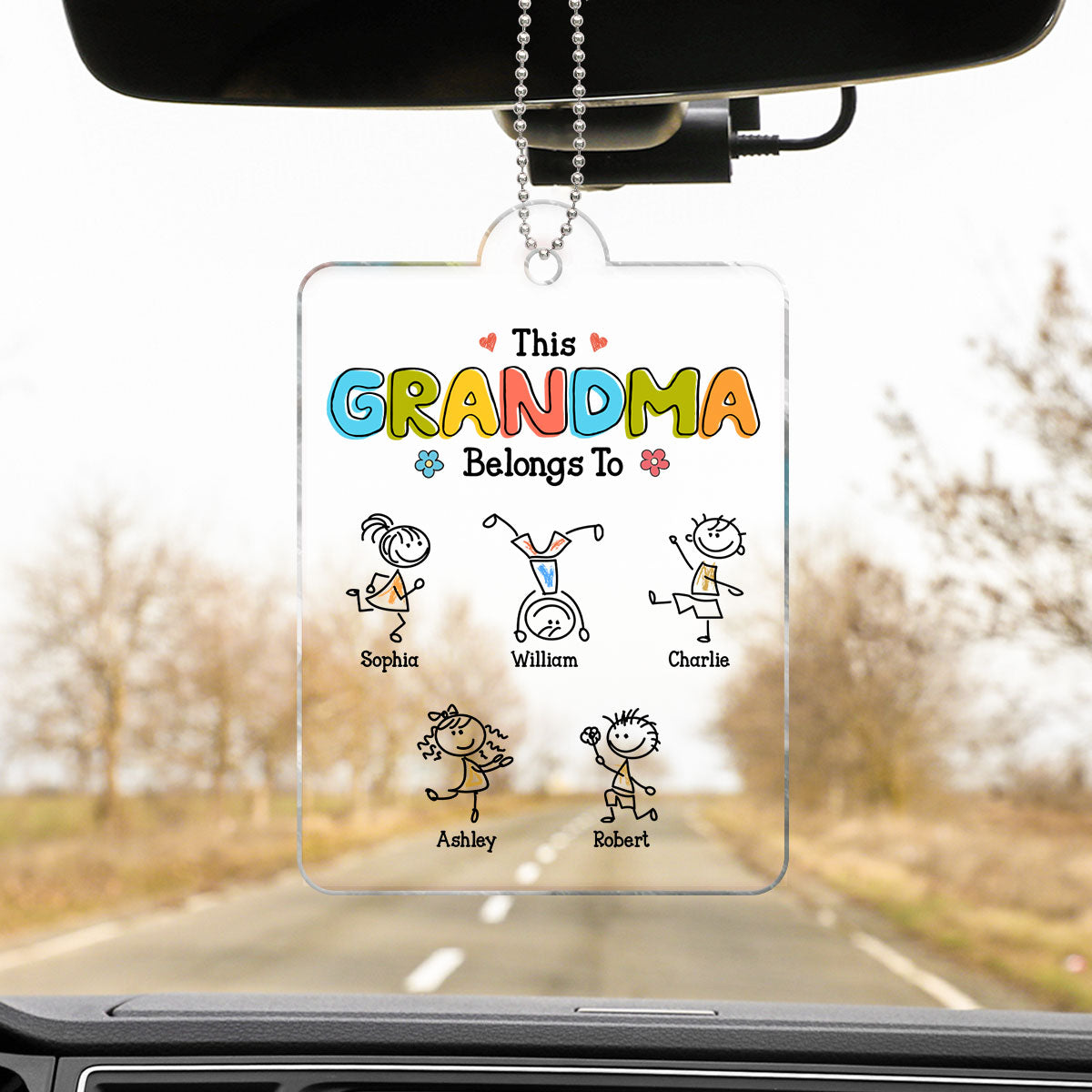 This Grandma Belongs To Drawing Personalized Acrylic Car Hanger