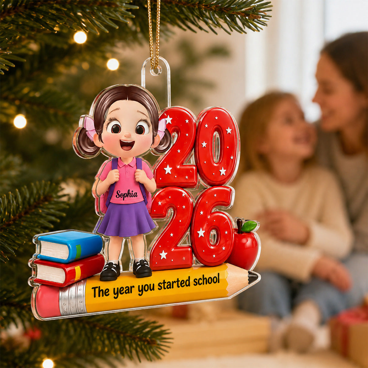 The Year You Started School 2D Flat - Personalized Acrylic Ornament - Christmas Keepsake for Kids