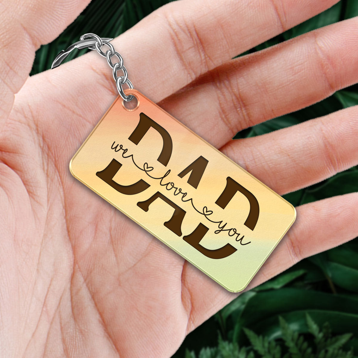 Best Dad Ever Back View Man Kids Dog Cat Personalized Acrylic Keychain