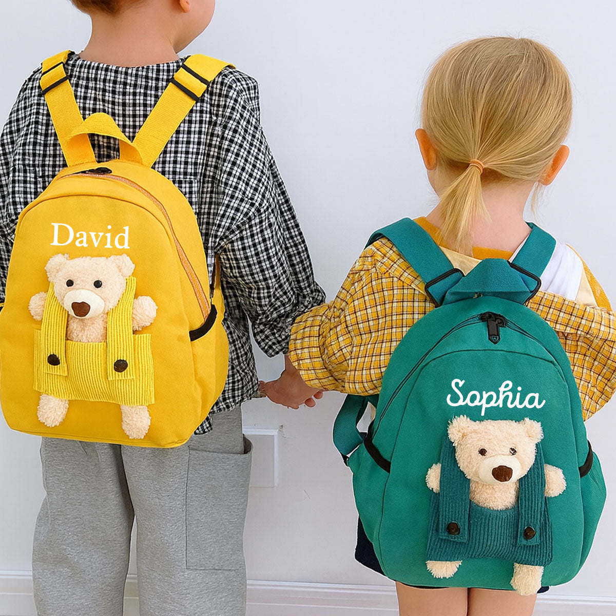 Cute Teddy Bear Nursery Backpack School Bag with Printed Kid’s Name, Back to School Gift for Kids