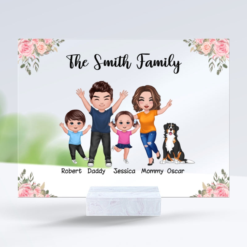 Happy Family Couple Kid Dog Cat Personalized Acrylic Plaque