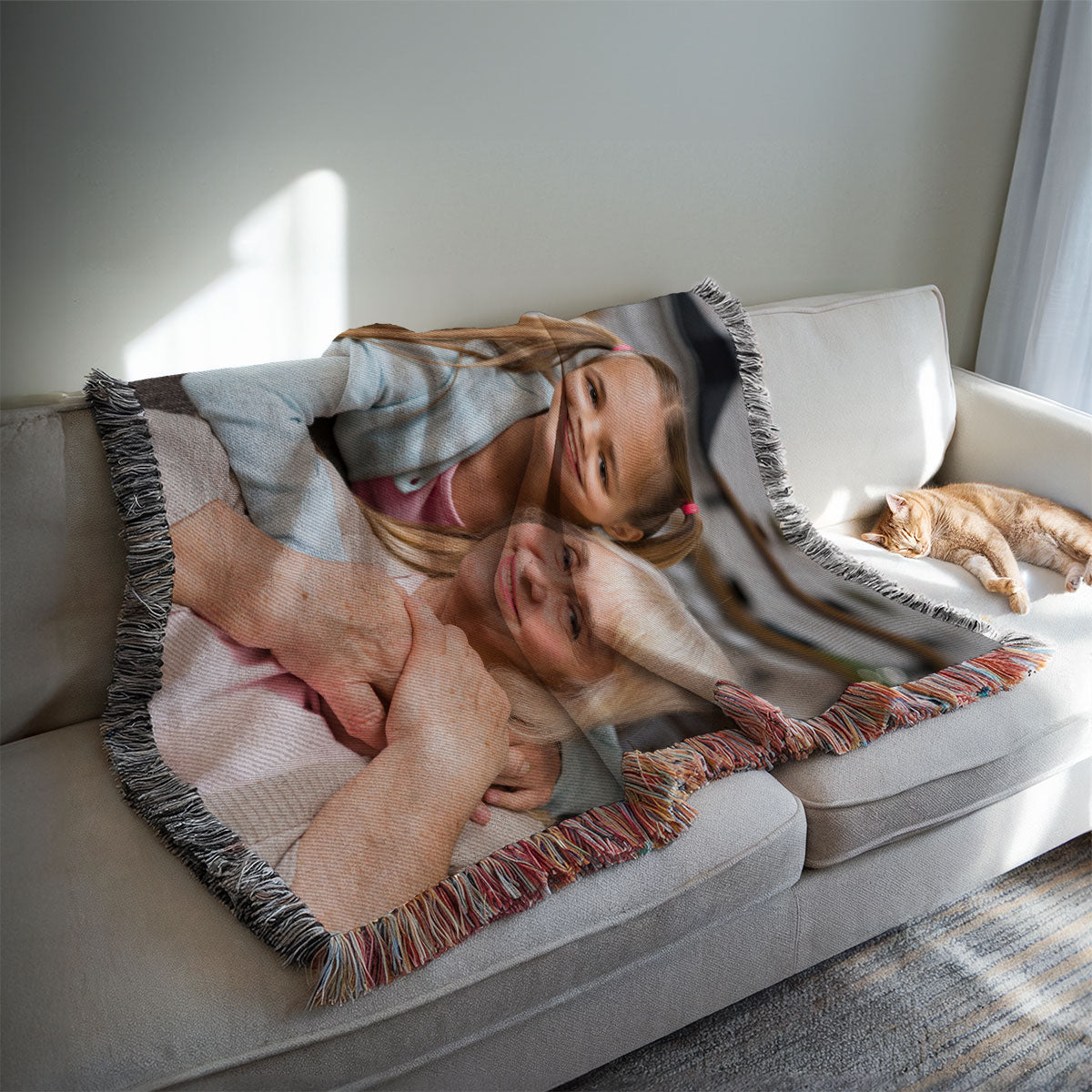 Custom Photo Unique Gift For Family Friends Personalized Tapestry Woven Blanket