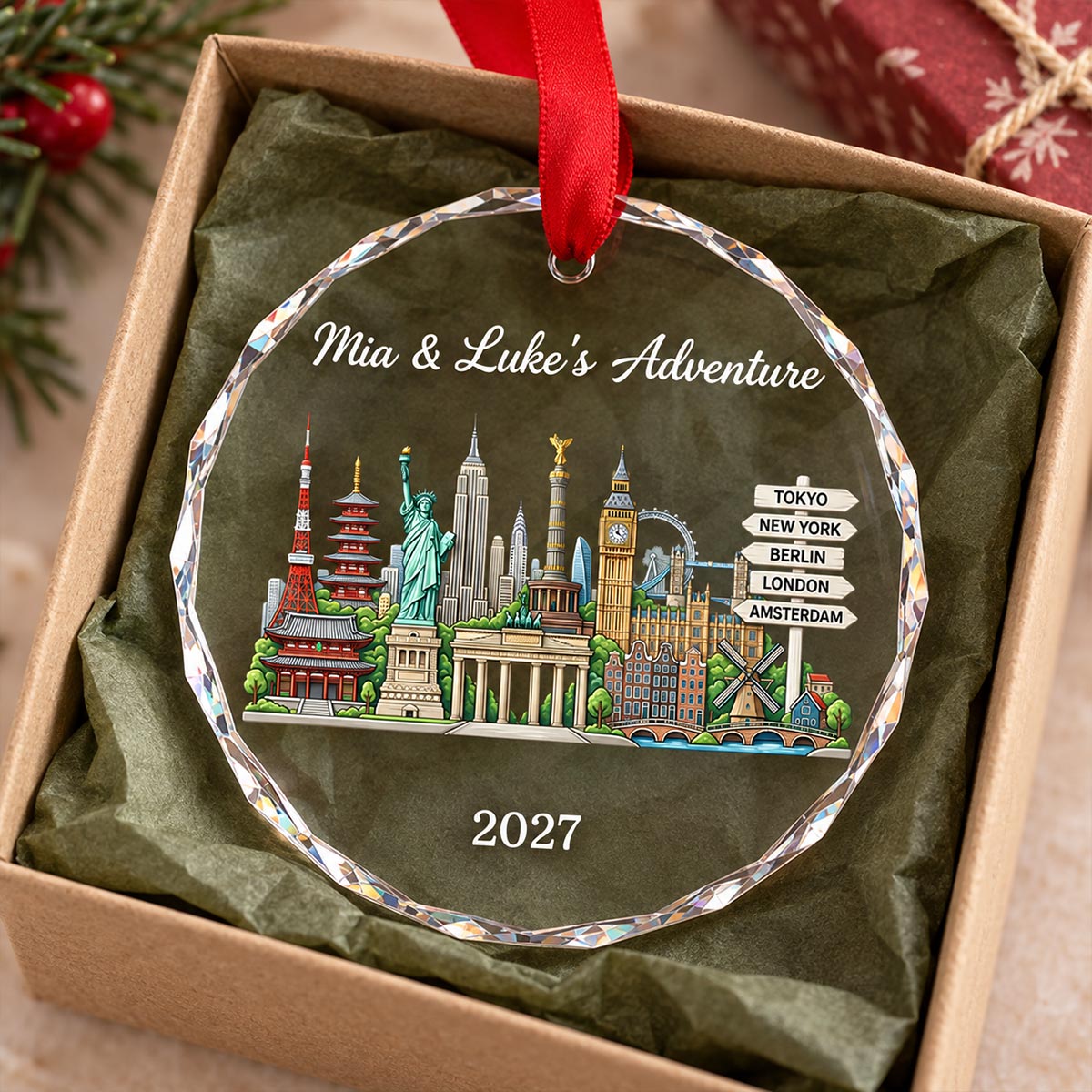 The Places You've Been Landmarks - Personalized Glass Ornament - Traveling Destination Keepsake, Christmas Gift For Traveling Lovers