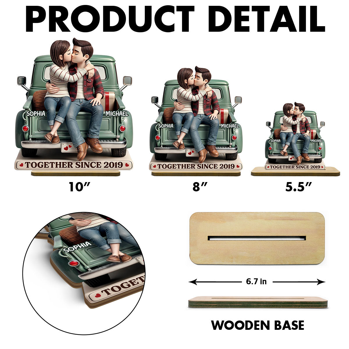 Couple On Truck Personalized Standing Wooden Plaque, Heartfelt Gift For Couple, For Him, For Her, Boyfriend, Girlfriend, Husband, Wife