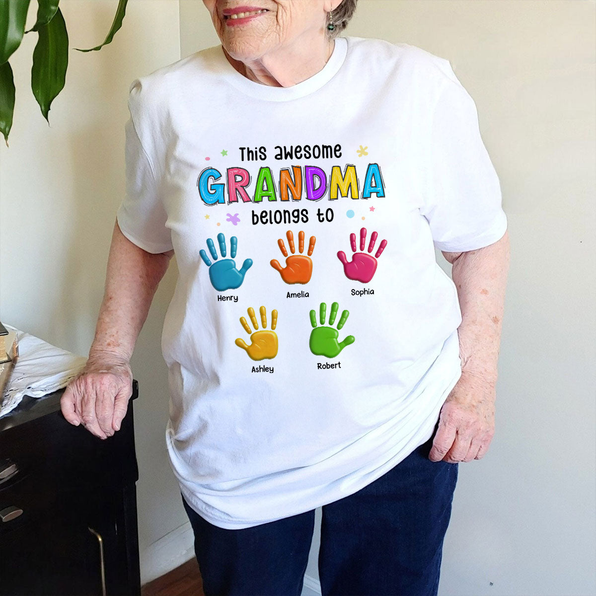 Belongs To Hand 3D Effect Colorful Handprints Personalized Shirt