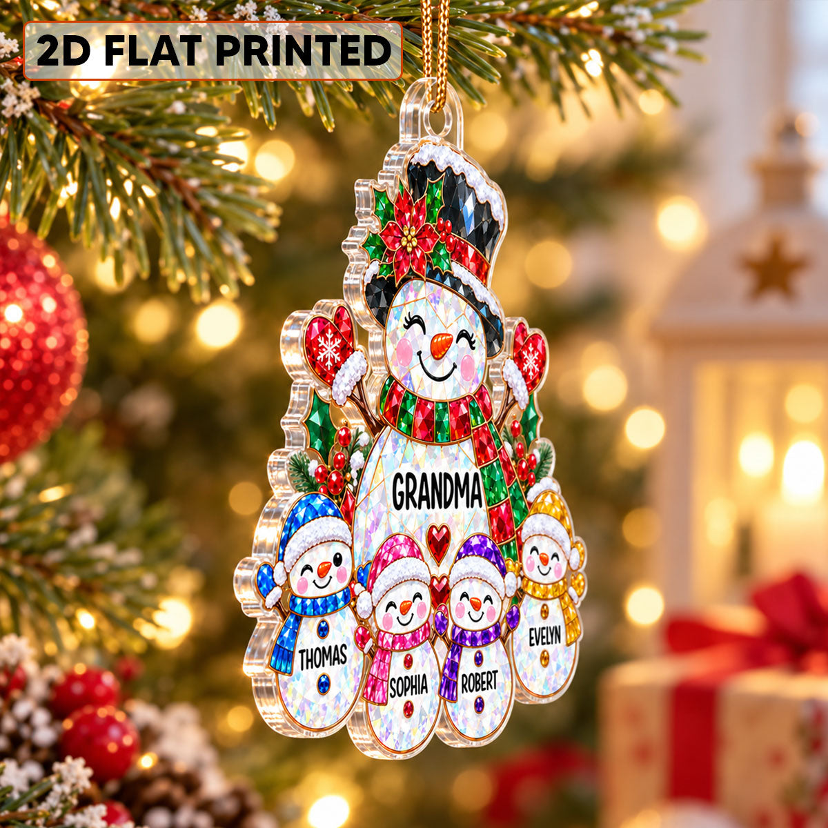Grandma's Little Snowmen - Personalized Acrylic Ornaments - Christmas Gift For Grandma, Grandkids