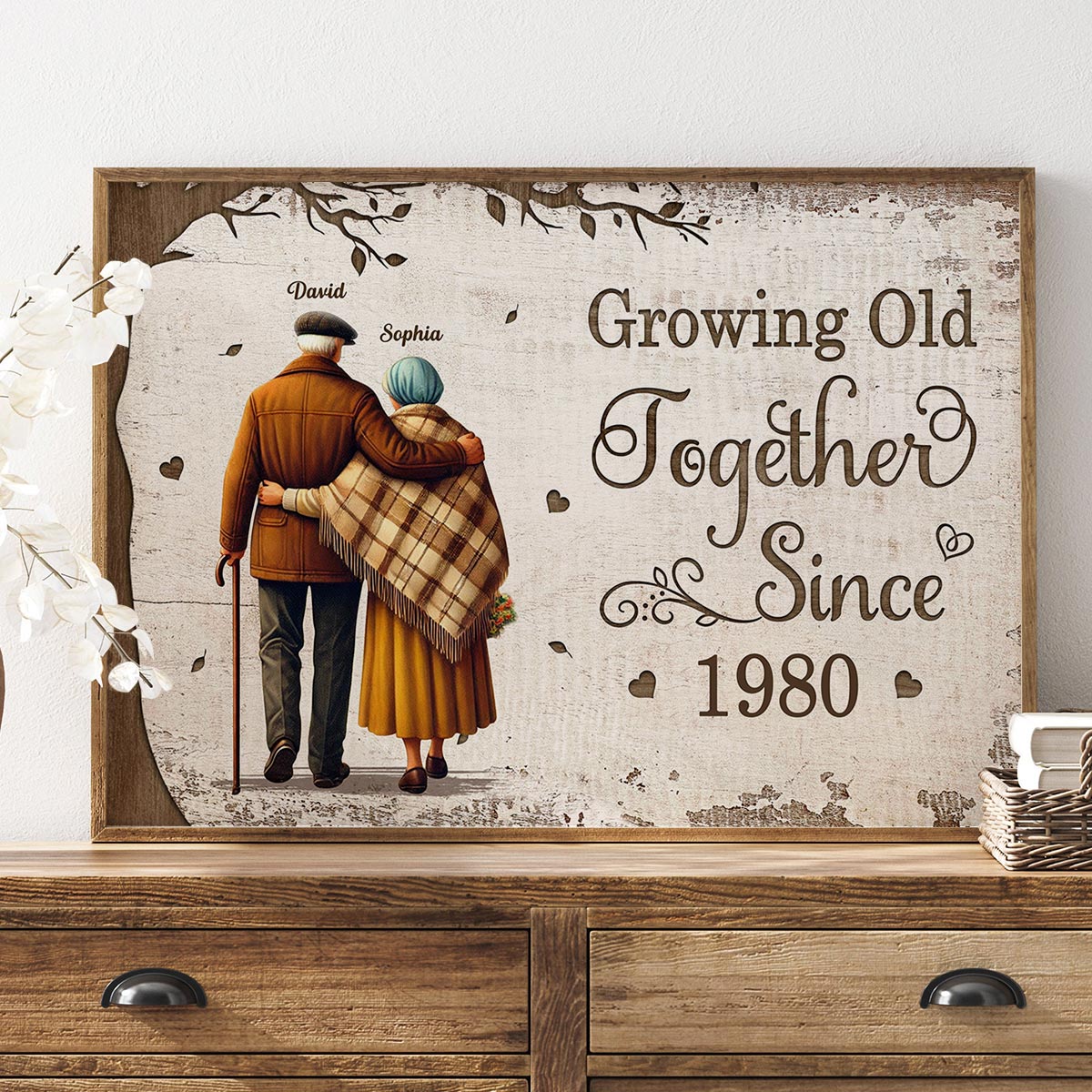 Favorite Place In The World Old Couple Growing Old Together Walking Personalized Poster, Heartfelt Gift For Him, For Her