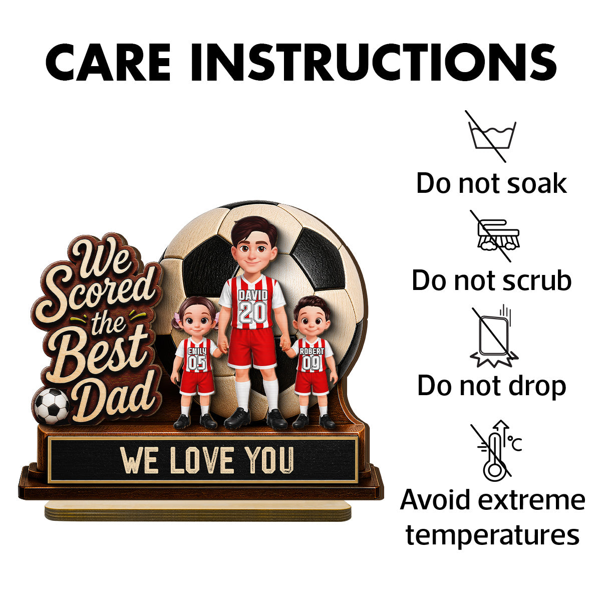 We Scored The Best Dad 2D Flat - Personalized 2-Layered Wooden Plaque -  Gift For Soccer Dad, UK Football Dad
