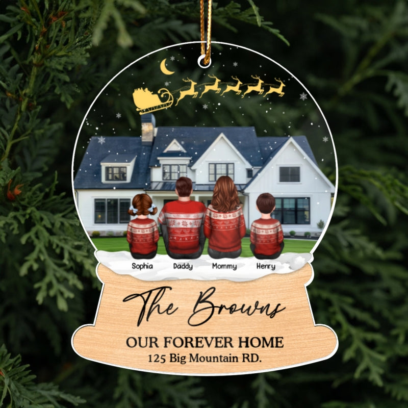 Custom Christmas Family Portrait with House Personalized Acrylic Ornament, House Warming Gift