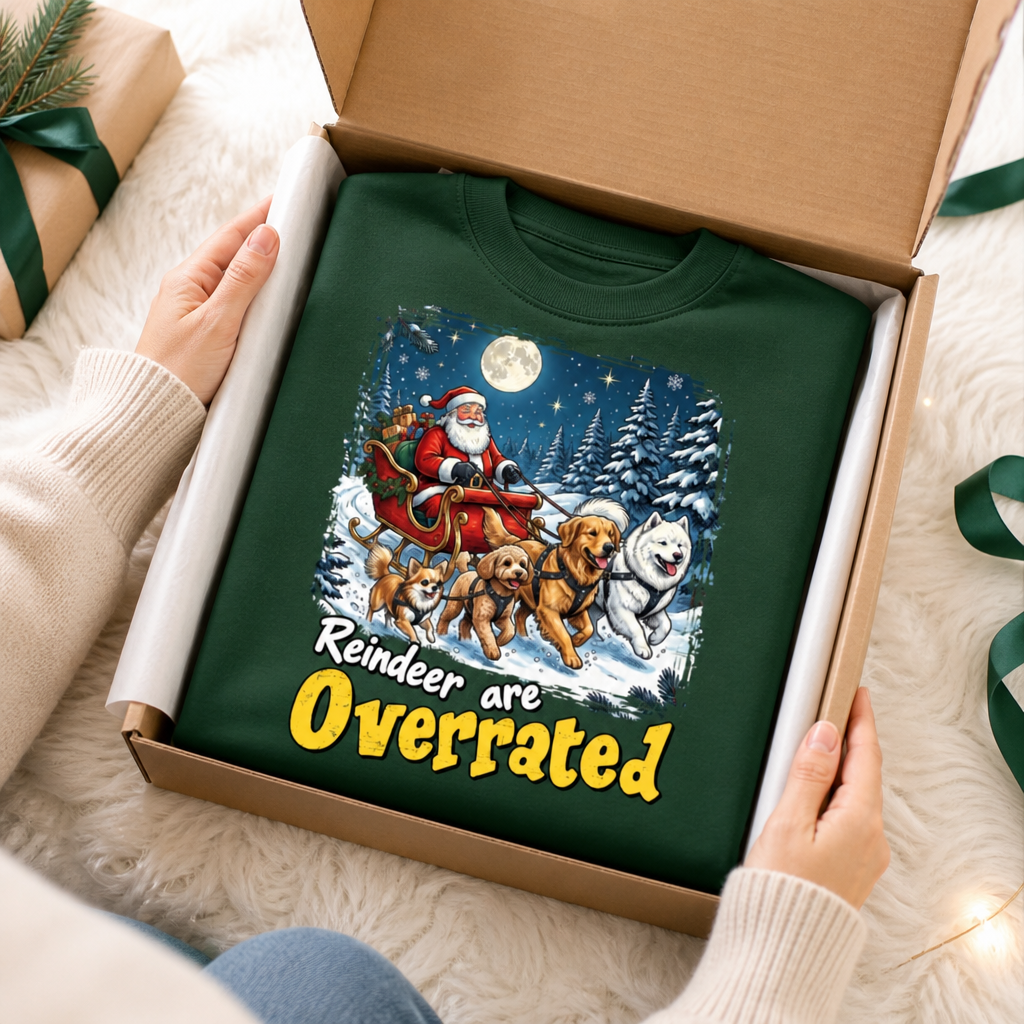 Funny Santa Dog Reindeer Are Overrated Upload Pet Photo - Personalized Shirt - Funny Christmas Gift For Dog Lovers