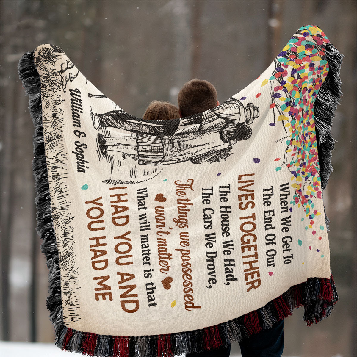 I Had You You Had Me Old Couple Walking Together Personalized Tapestry Woven Blanket