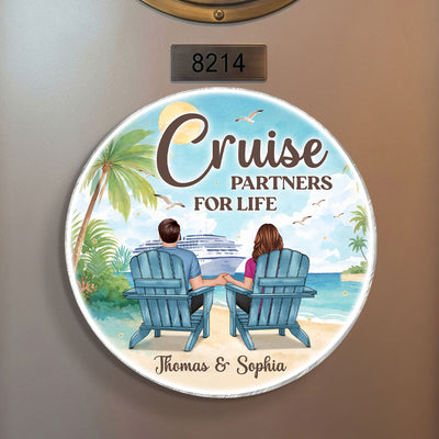 Not All Who Wander Are Lost Cruise Couple Back View - Personalized Cruise Cabin Door Magnet - Cruise Trip Keepsake