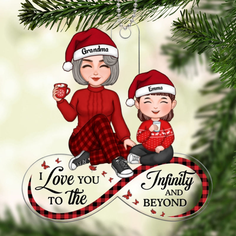 Love You To Infinity & Beyond Cute Grandma Grandkid Sitting Personalized Acrylic Ornament