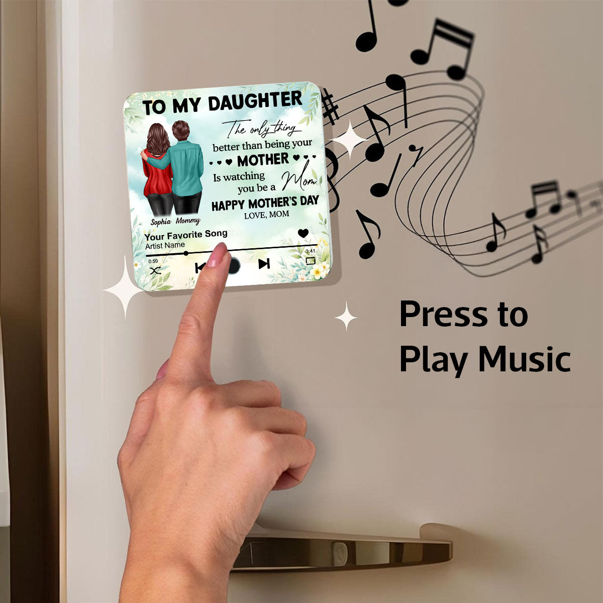 To My Daughter From Mom Personalized Music Fridge Magnet, Heartfelt 2025 Gift For Daughter