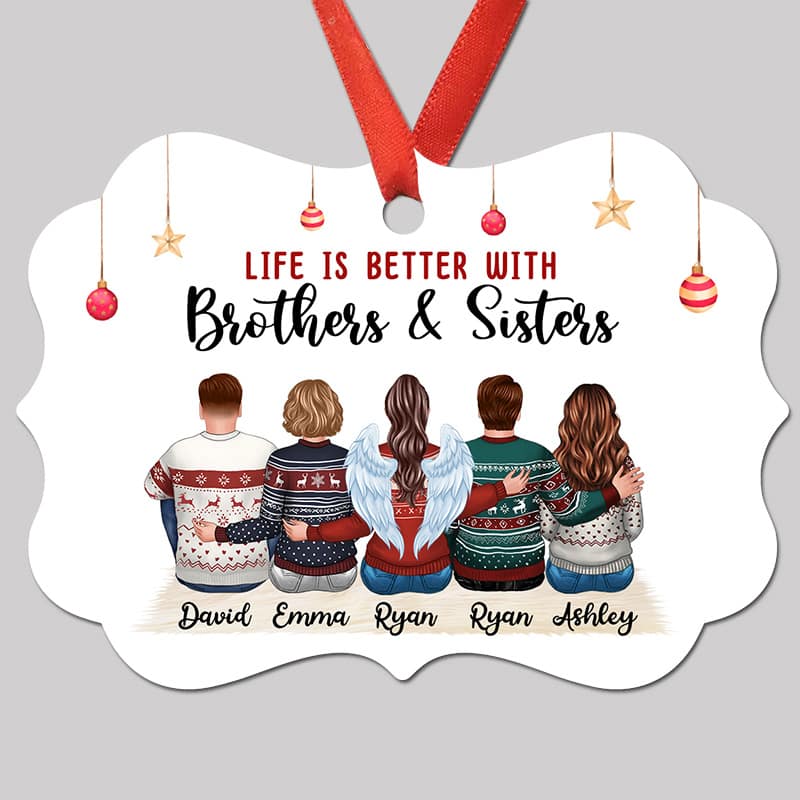 Family Besties Siblings Gift Personalized Christmas Ornament