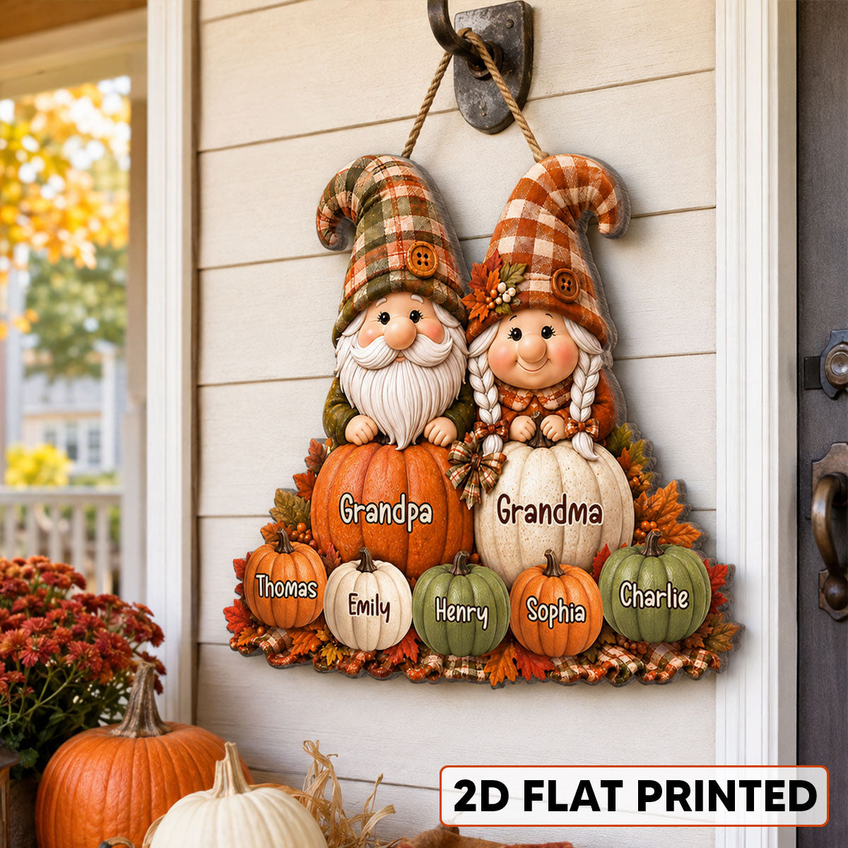 Cozy Warm Fall Season Gnome Grandma Grandpa Pumpkin Patch - Personalized Wood Sign - Fall Decoration For Grandparents