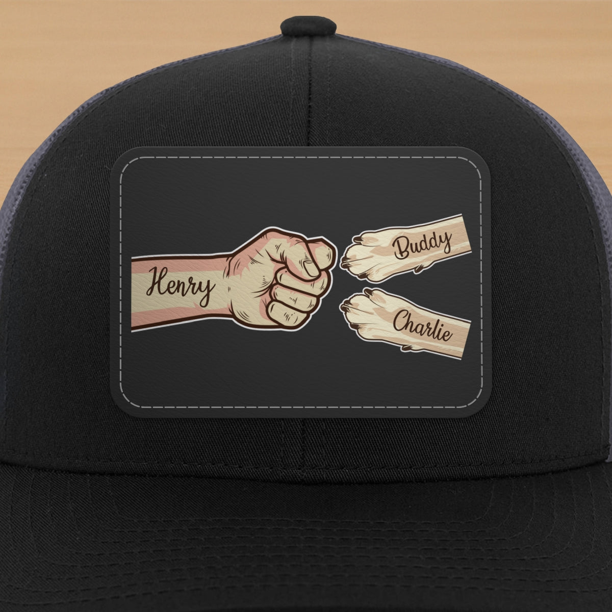 Dog Dad Fist Bump Personalized Trucker Cap, Dad Snapback Hat, Father's Day Gift for Dog Dads