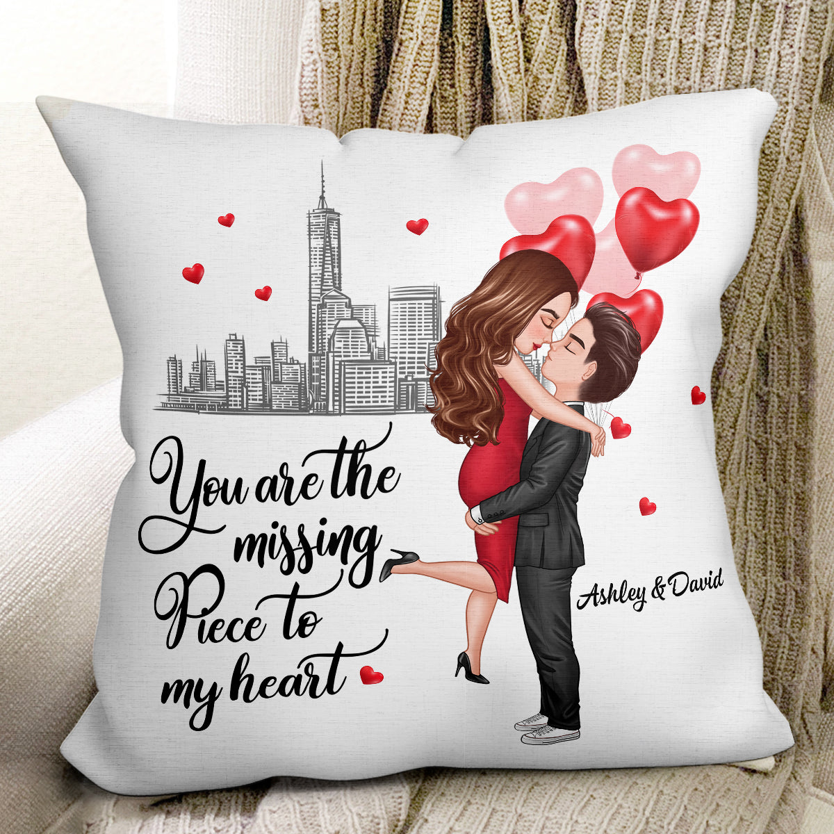 The Missing Piece To My Heart Valentine‘s Day Gift For Him, Gift For Her Personalized Pillow