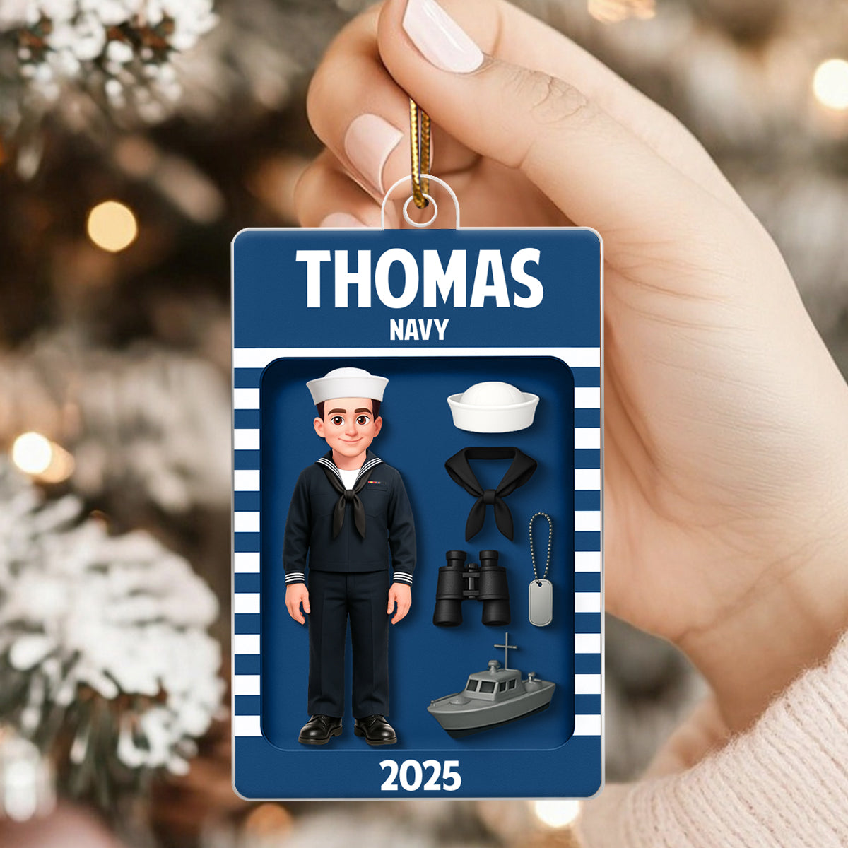 Navy Action Figure 3D Effect - Personalized Acrylic Ornament - Special Gift For Navy