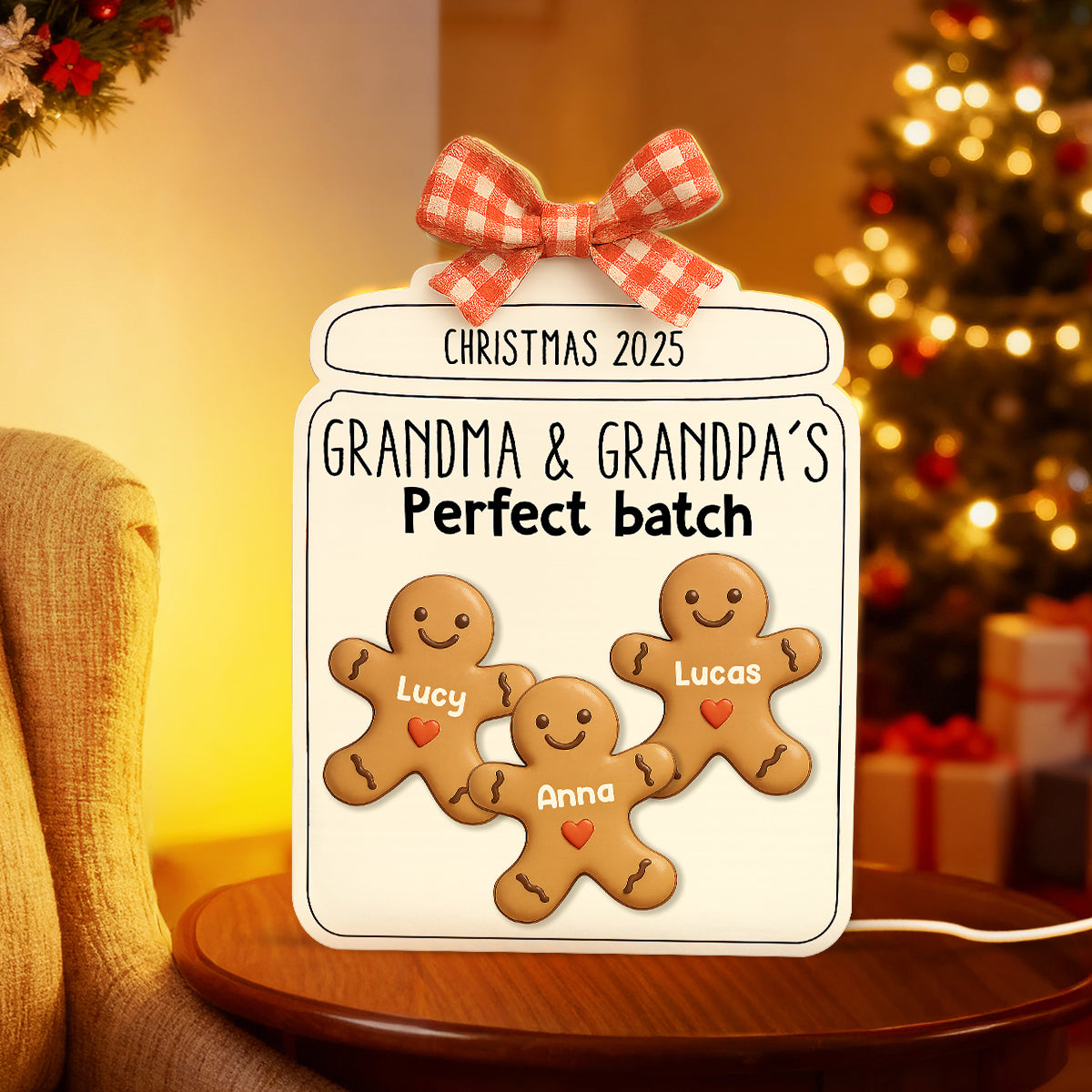 3D Effect Christmas Grandma Grandpa Perfect Batch Cookies - Personalized Light Box