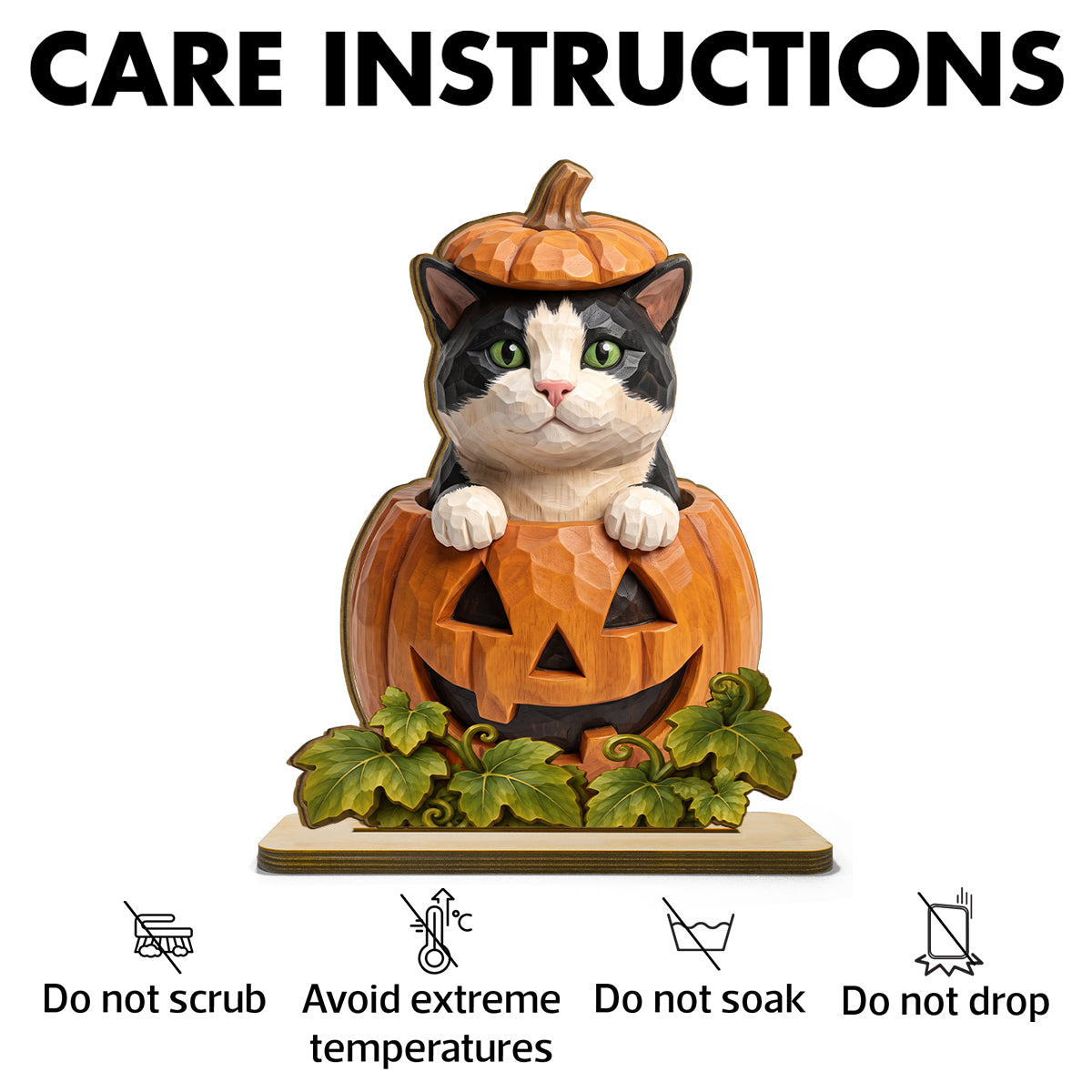 Custom Dog Cat Pumpkin Art - Personalized 2-Layered Wooden Plaque - Pet Halloween Fall Decor
